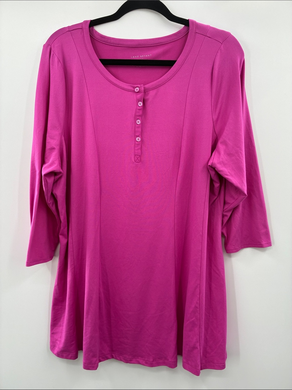 3For$20 Lane Bryant Fuchsia Henley-Style Long Sleeve Tee size 14/16